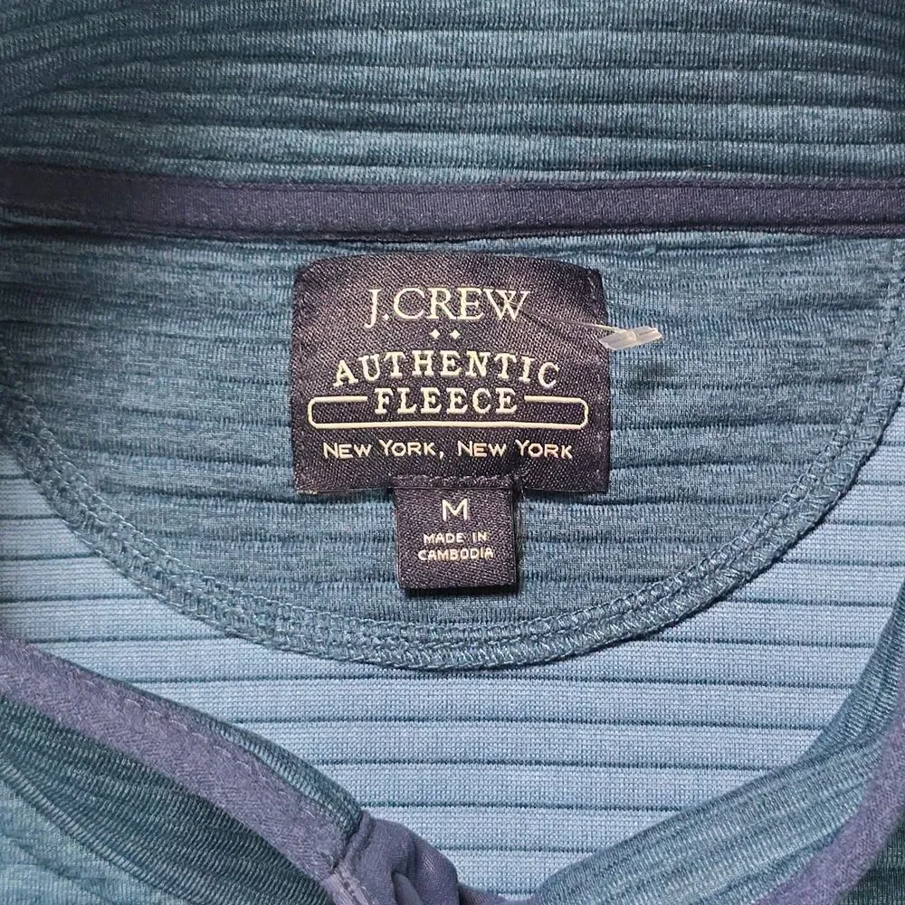 J.Crew Authentic Fleece Mens Medium Heritage Snap Neck Blue Sweater